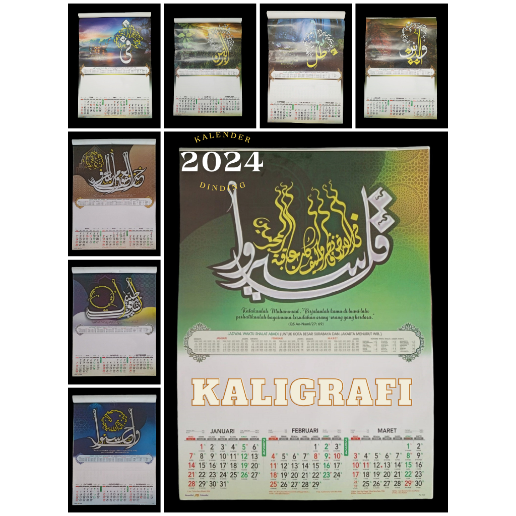 

Kalender dinding triwulan 2024 motif kaligrafi