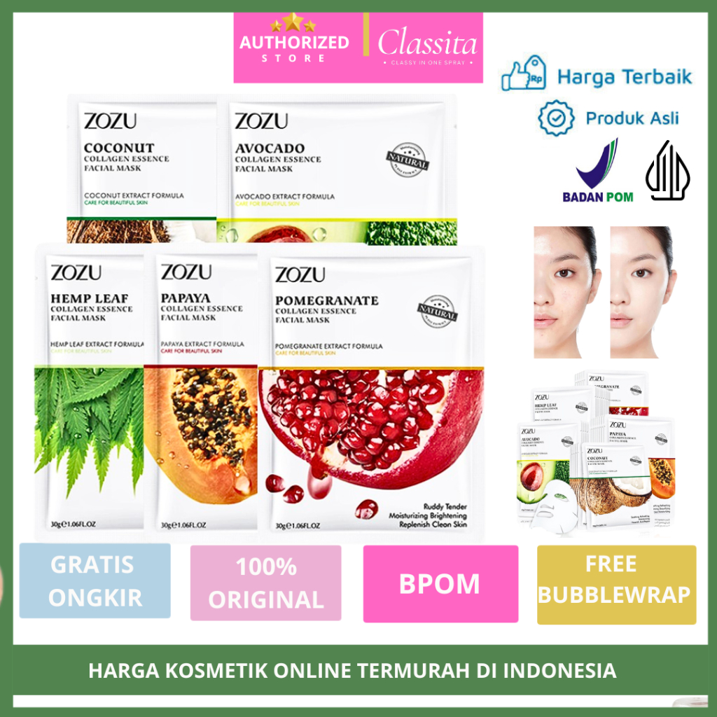 𝐂𝐋𝐀𝐒𝐒𝐈𝐓𝐀.𝐈𝐃 - Zozu Sheet Mask Korea | Sheet Mask | Masker Wajah | Zozu Sheet Mask Collagen Masker Es