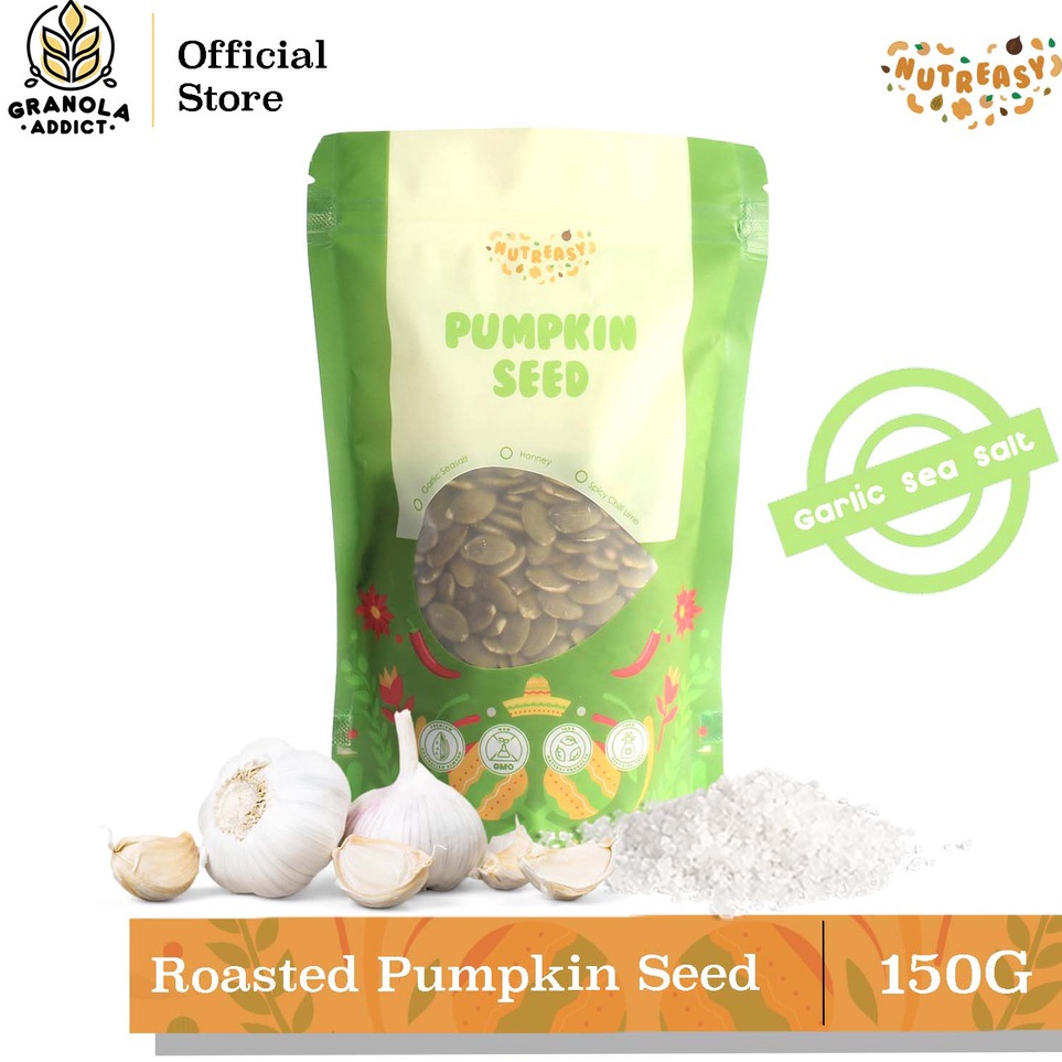 

Terkini Granola Addict - Nutreasy Roasted Pumpkin Seed (Garlic Sea Salt) / Biji Labu Rasa Asin Bawang 150G