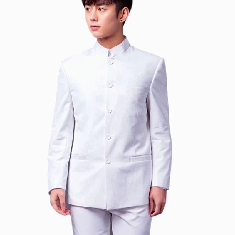 Jas Mandarin Putih / Jas Mandarin polos / Jas pria hitam