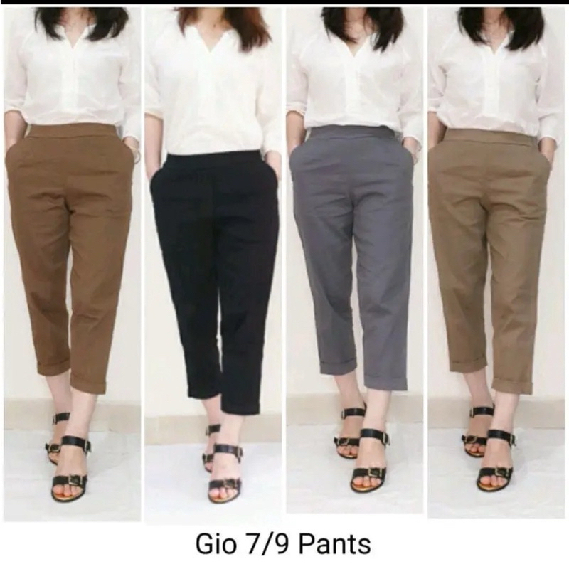 Celana Wanita 7/9 Gio Pants Size L XL XXL XXXL bahan Cotton Twill Premium