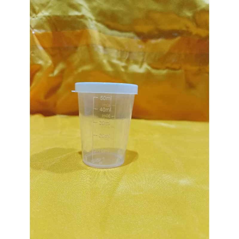 Gelas Takar 50ml Plastik / Gelas Ukur 50ml Bening dengan Tutup