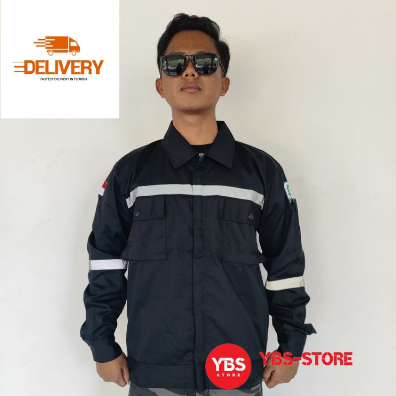 Wearpack Atasan/Kemeja Safety Lengan Panjang Warna Hitam  Polos
