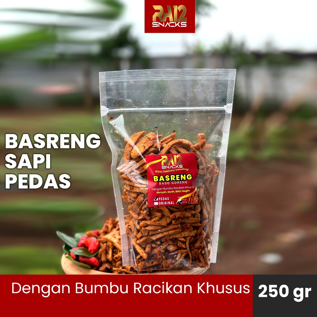 

Basreng Sapi Pedas Ra12 Snacks 250 gram Baso Goreng Enak Cemilan Kekinian Makanan Ringan Dengan Bumbu Racikan Daun Jeruk Renyah Gurih