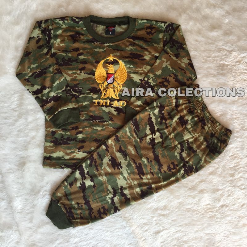 Setelan kaos anak lengan panjang loreng kostrad tni - setelan anak laki laki atau perempuan