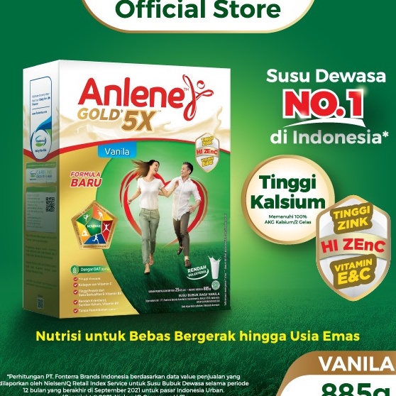 

modelTipe GSP428 Anlene Gold 5X Susu Bubuk Dewasa Vanila 885g - Nutrisi Tinggi Kalsium Untuk Tulang, Sendi, dan Otot