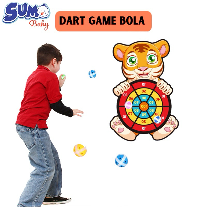 SumoBaby Mainan Anak Bayi Lempar Bola Tempel Papan Panah Dart Game Board Ball Kartun