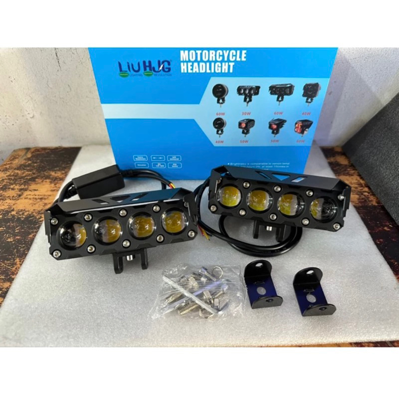 LAMPU SQL 4 MATA HJG LAMPU LED SOROT FOGLAMP SQL 4 MATA HJG 80WATT HI LO PUTIH KUNING