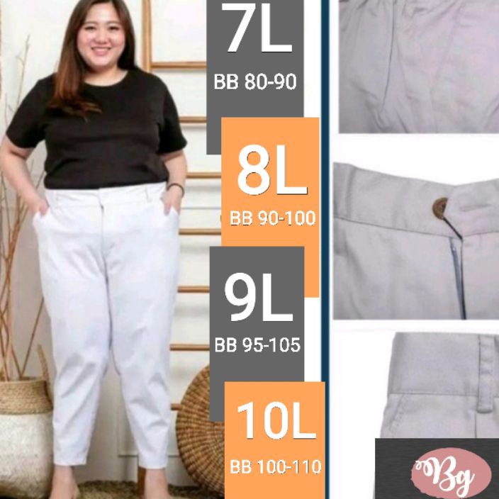 Diskon JUMBO BAGGY PANTS PREMIUM//SIZE 7L 8L 9L 10L//CELANA KERJA WANITA BIG SIZE//CELANA PANJANG BA