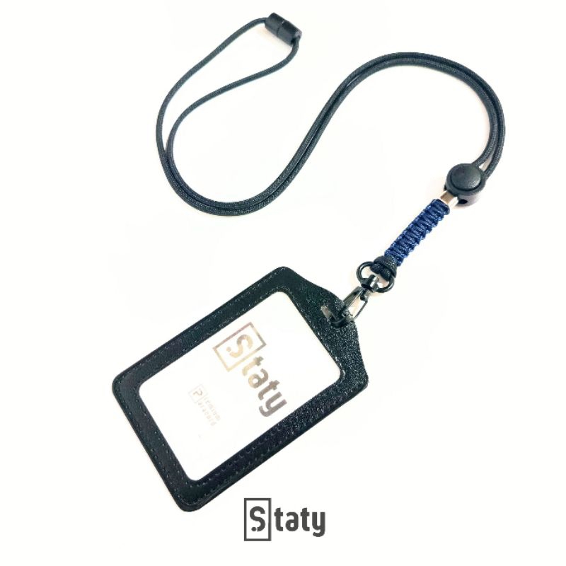

Lanyard ID Card Holder Name Tag Kulit Free Costum Logo by Staty