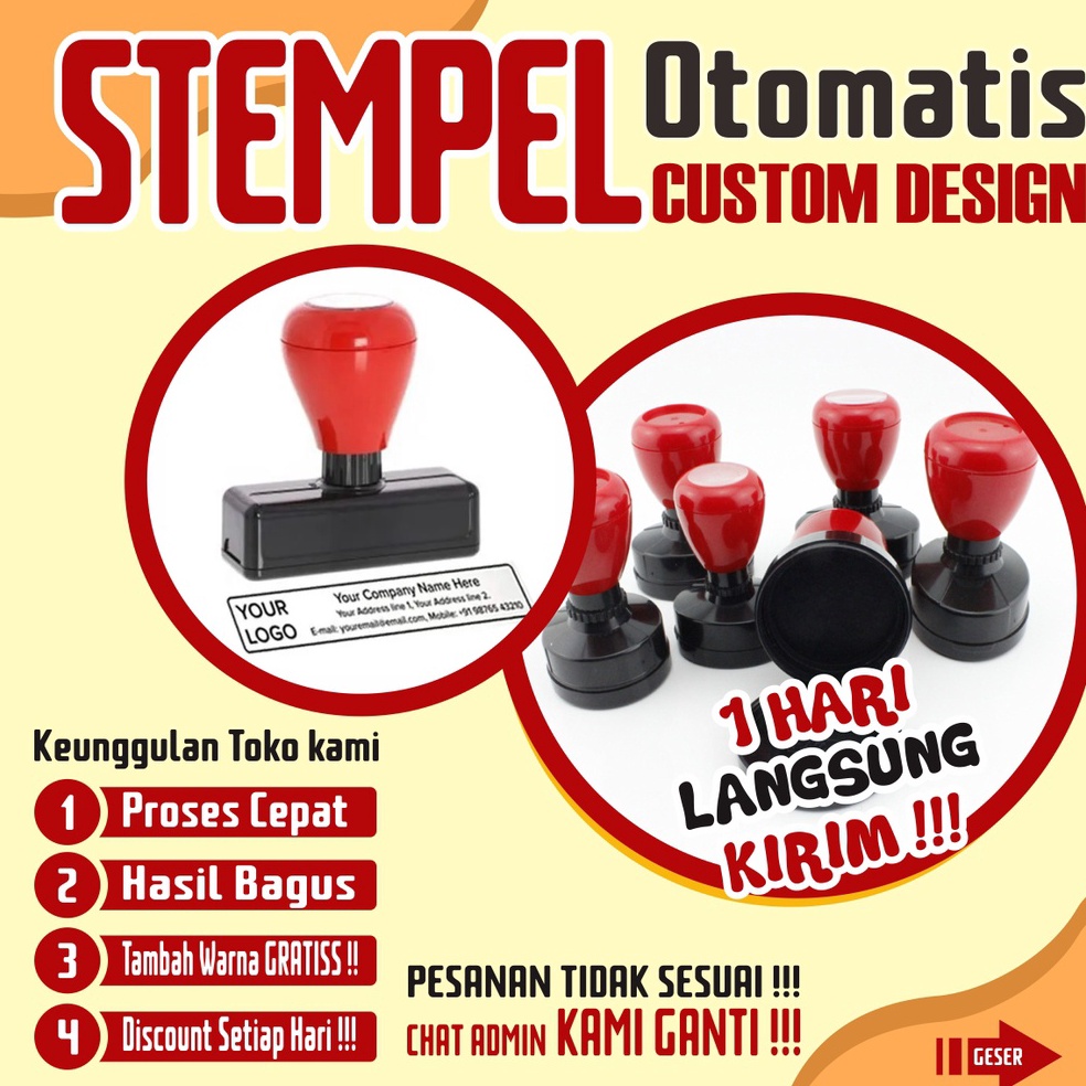 

[PRODUK TM8YD88] Stempel, stempel otomatis desain custom, free tambah warna 78nby