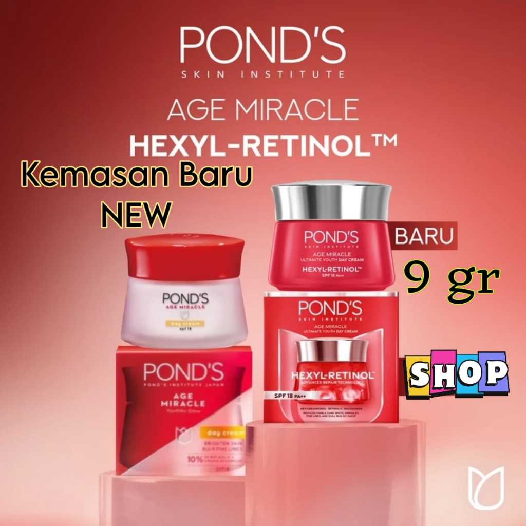 10gr Day Cream PONDS Age Miracle Moisturizer Anti Aging+Glowing With Retinol Spf 18 Travel Size - Cr