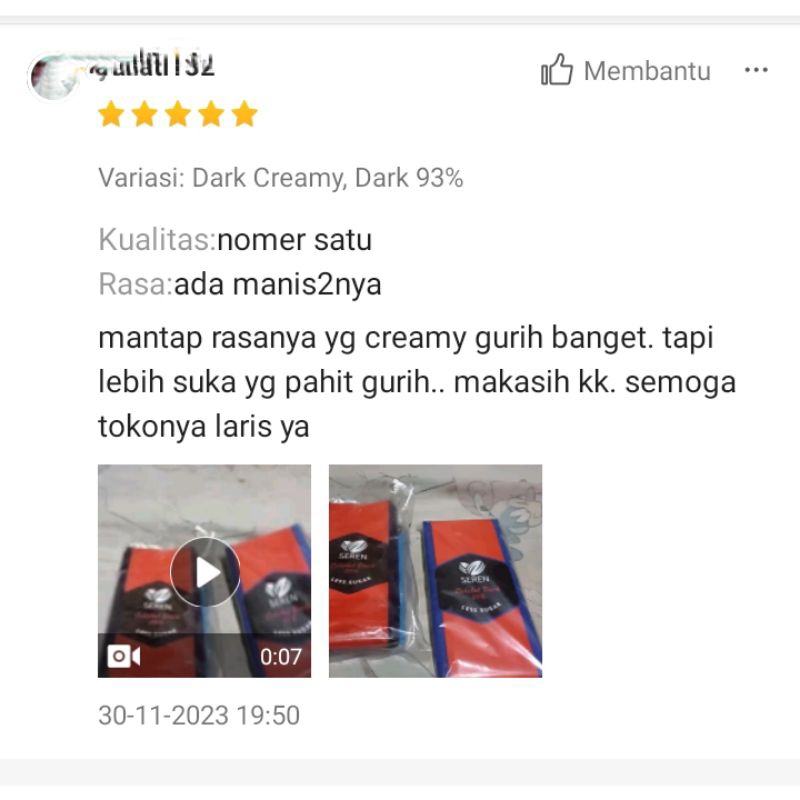 

Maknyuss1 Bar Coklat Dark Rendah Gula (+ Stevia ) Homemade Dark Coklat Batangan 50 Gram