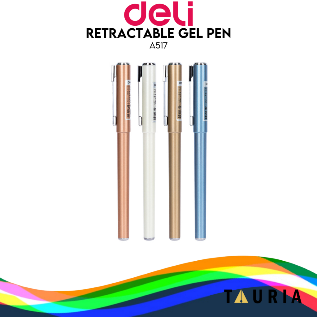 

Deli Gel Pen Capabel/Retractable Bahan Logam 0.5mm Tinta Hitam A517