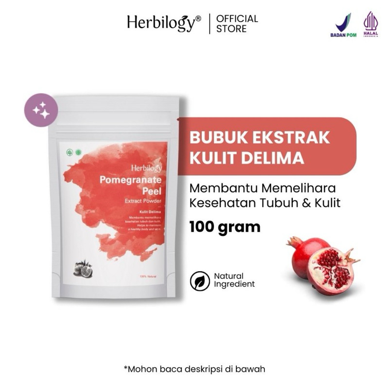 

Herbilogy Pomegranate Peel ( Kulit Delima ) Extract Powder 100gr