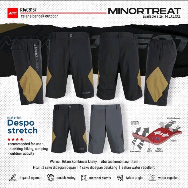 Celana Pendek Pria MINORTREAT AREI OUTDOORGEAR - Celana Pendek Training Pria Wanita REI MINORTREAT -