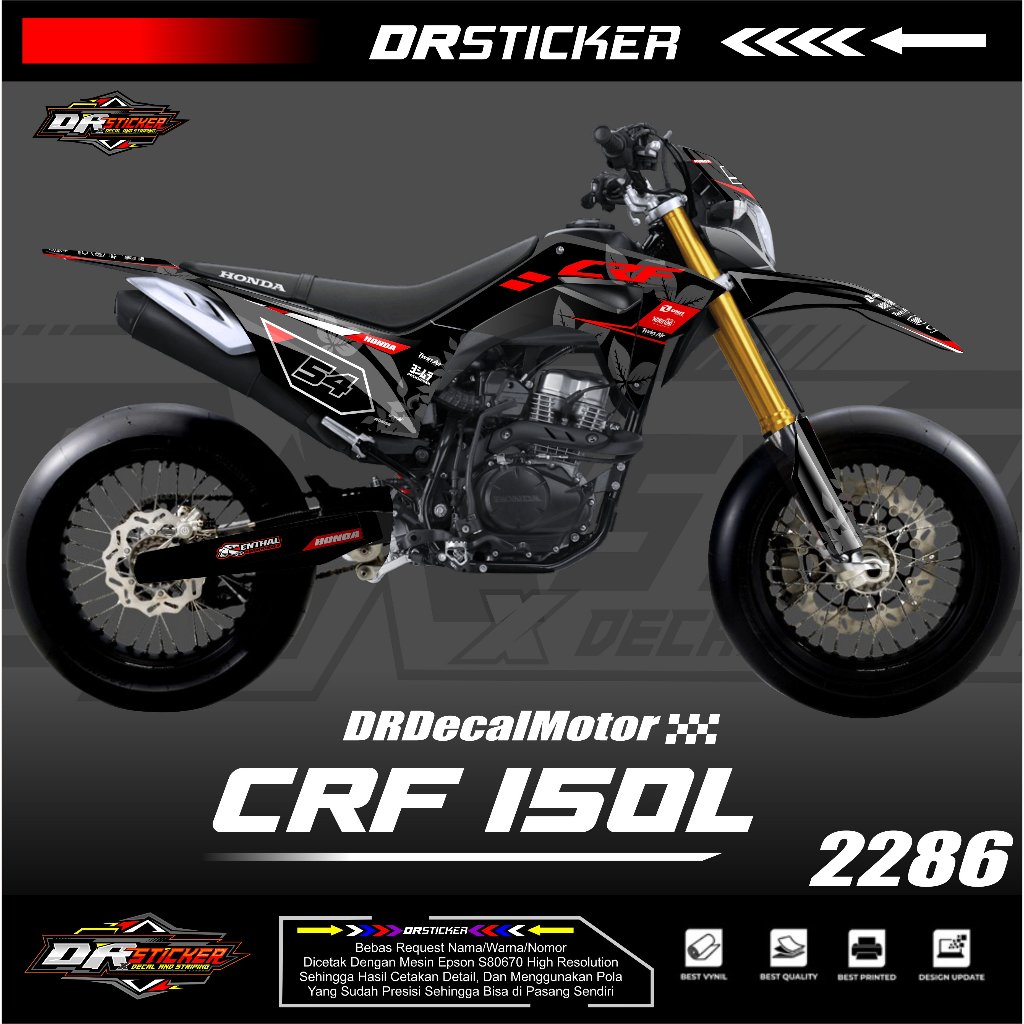 DR STICKER - Decal Sticker Variasi aksesories Motor Honda CRF 150 L Stiker List Full Body Original F