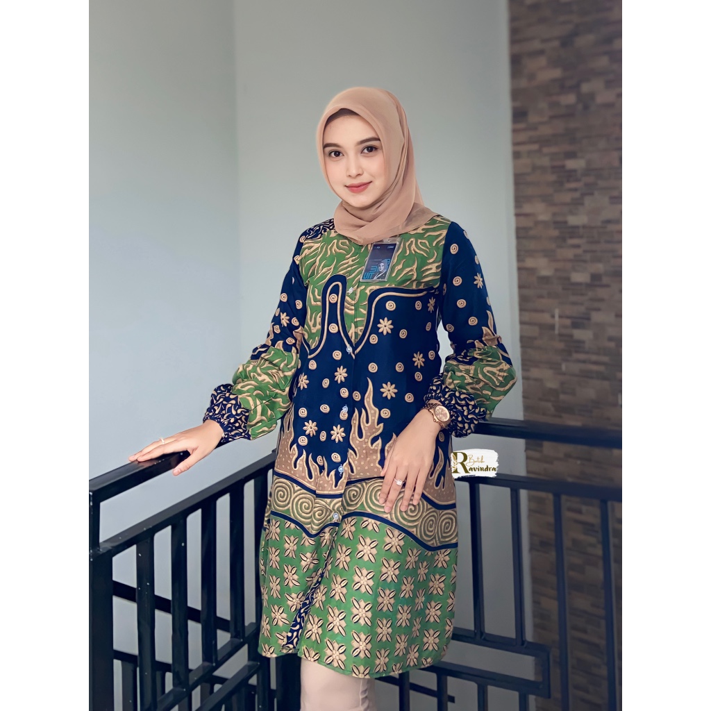 Tunik Batik Raisa Kancing Depan Lengan Balon