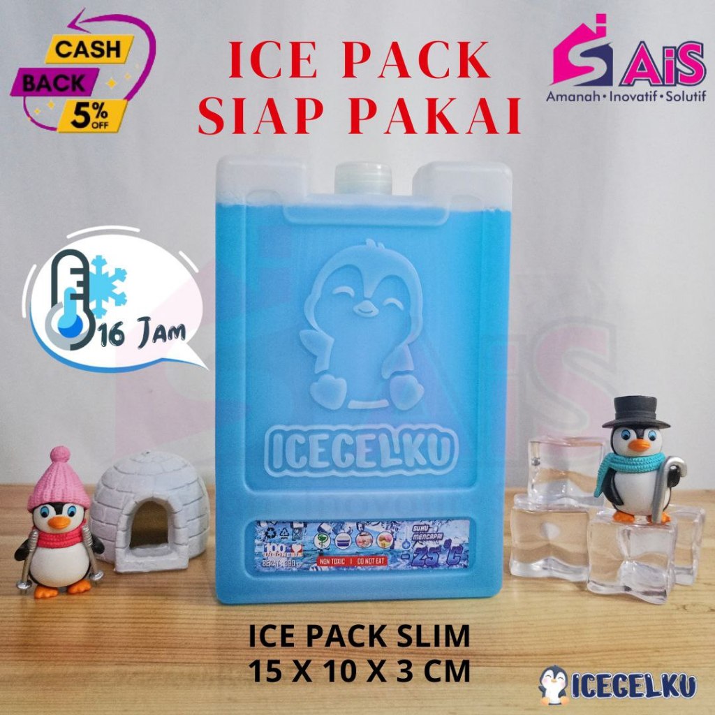 ICEGELKU ICE PACK SLIM 15X10CM  ICE PACK SIAP PAKAI ICE GEL PACK KOTAK BLUE PACK ICEPACK COOLER BOX 