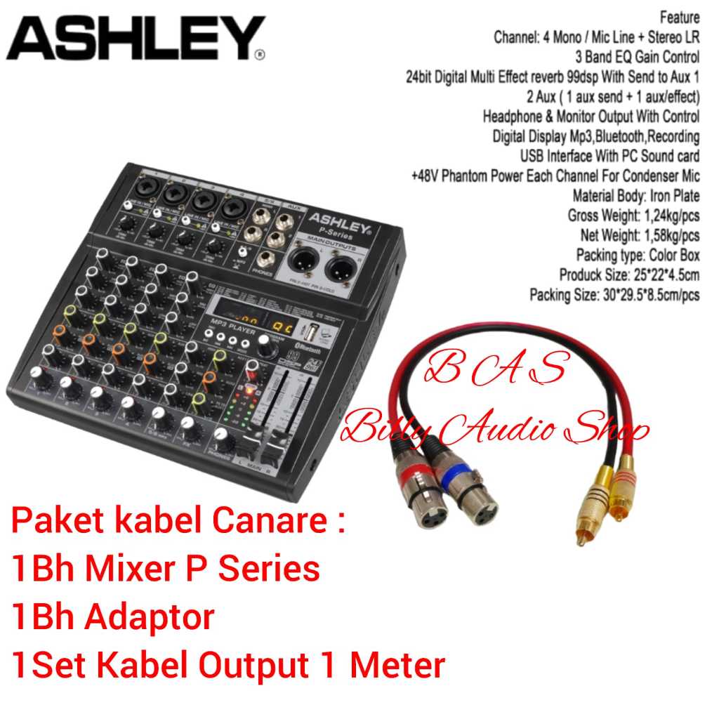 MIXER ASHLEY P SERIES 6 CHANNEL 4 MIC LINE 2STEREO  EFFECT REVERB DIGITAL 99 DSP