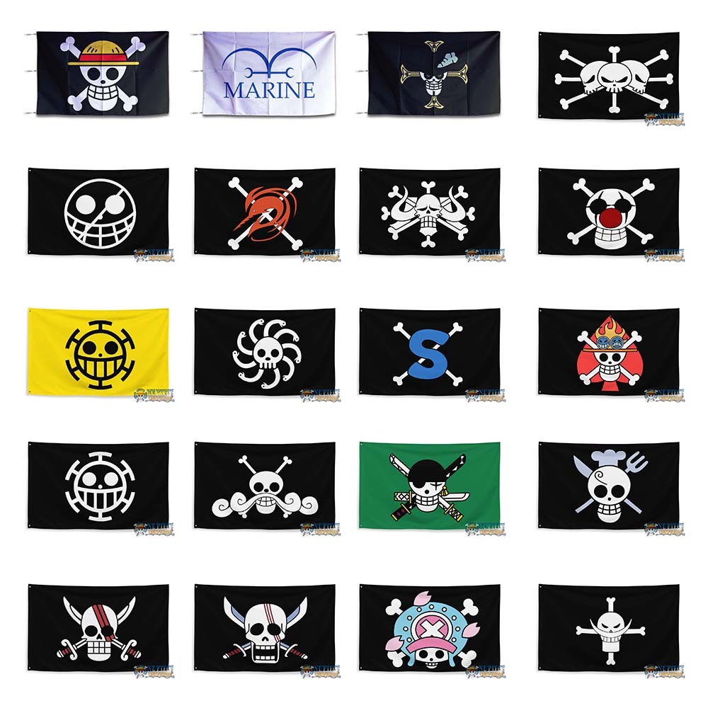 Bendera One Piece - Desain Bendera Luffy Jolly Roger untuk Penggemar One Piece - Bahan Satin Peles -