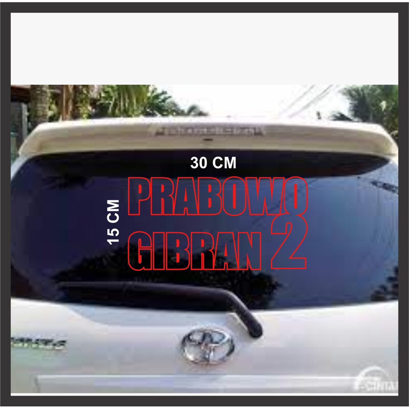 stiker kaca mobil belakang Prabowo gibran ctting