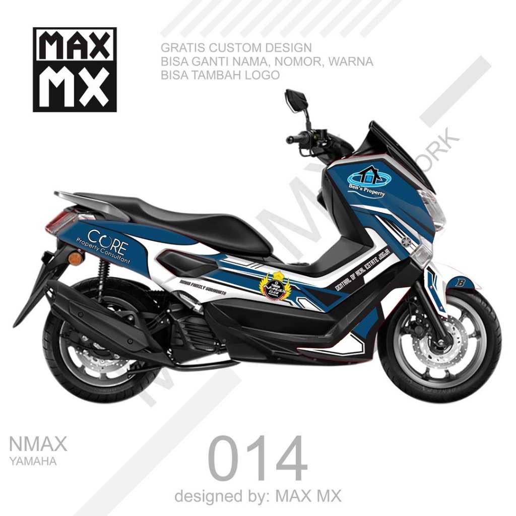 decal stiker full body nmax old keren warna biru putih  simple keren D-G1-014