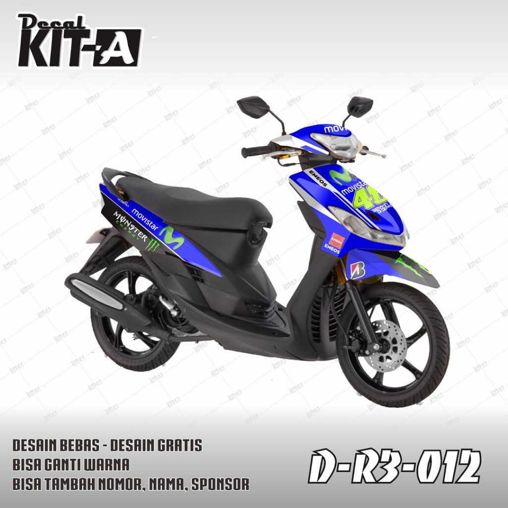 DECAL STICKER DEKAL STIKER CUSTOM MOVISTAR 46  YAMAHA MIO SPORTY FULL BODY D-R3-012