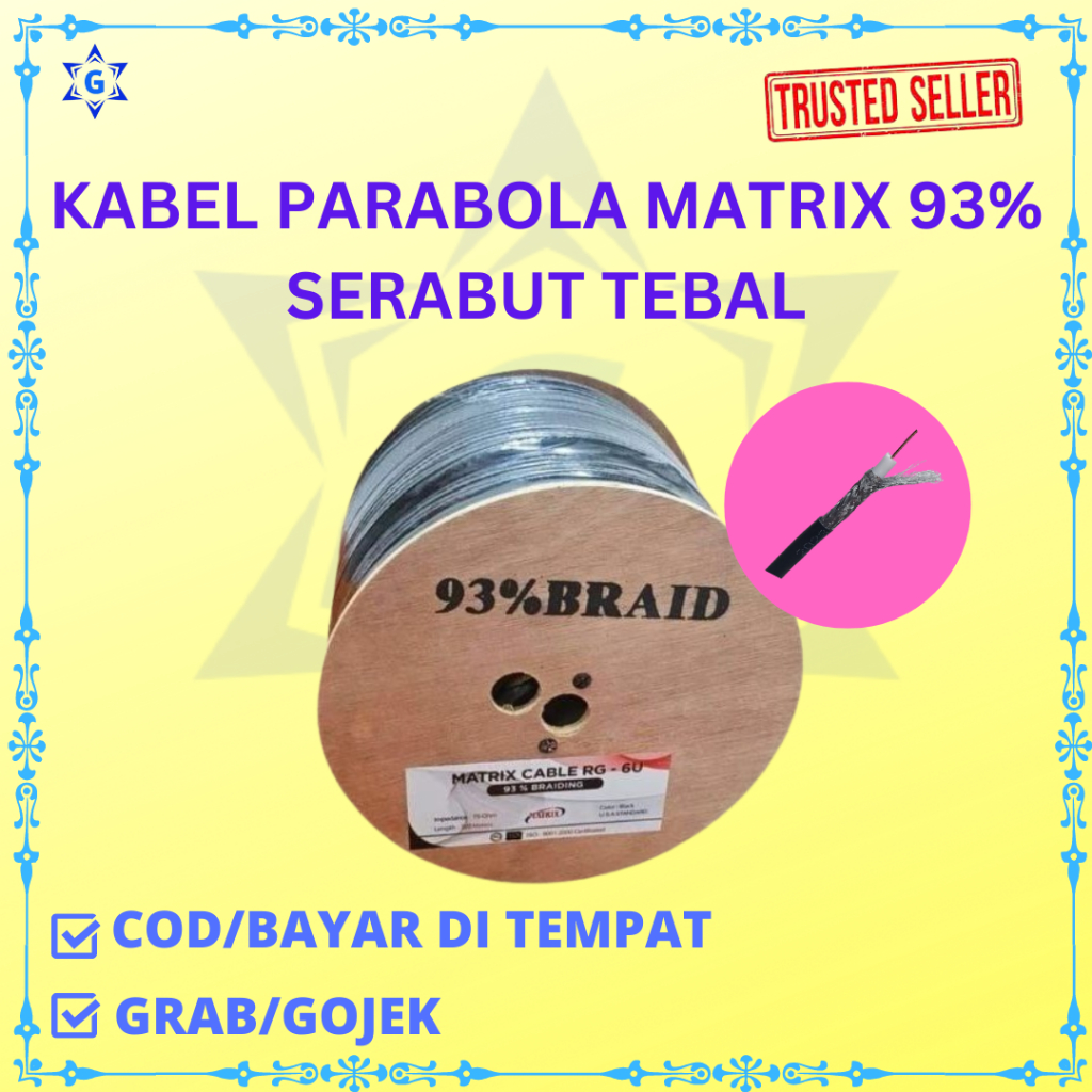 KABEL PARABOLA RG6 METERAN PREMIUM MATRIX 93% SERABUT BANYAK KABEL TV / KABEL PARABOLA / KABEL ANTEN