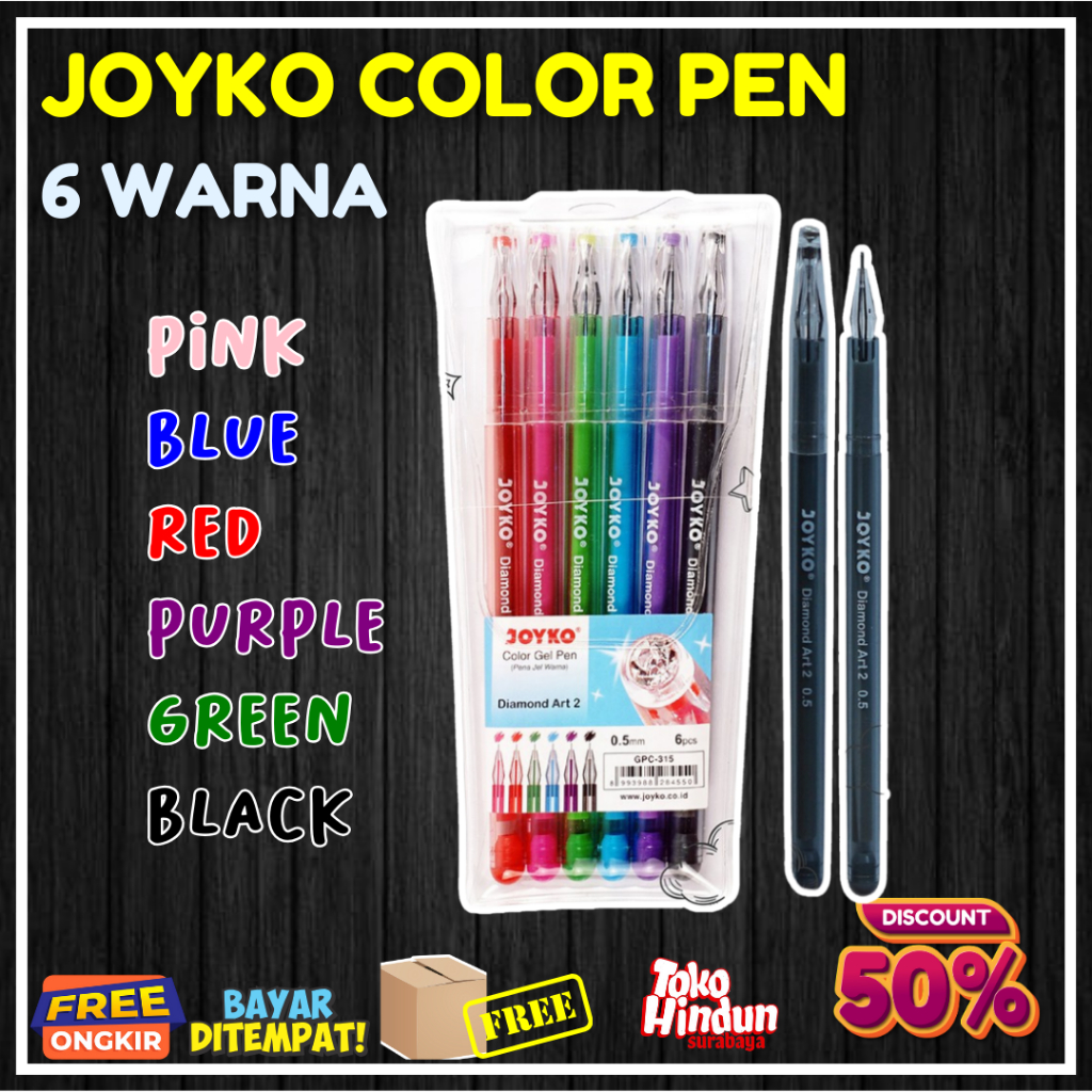 

BOLPEN BOLPOIN PULPEN COLOUR COLOR GEL PEN WARNA MERK JOYKO 1 SET WARNA