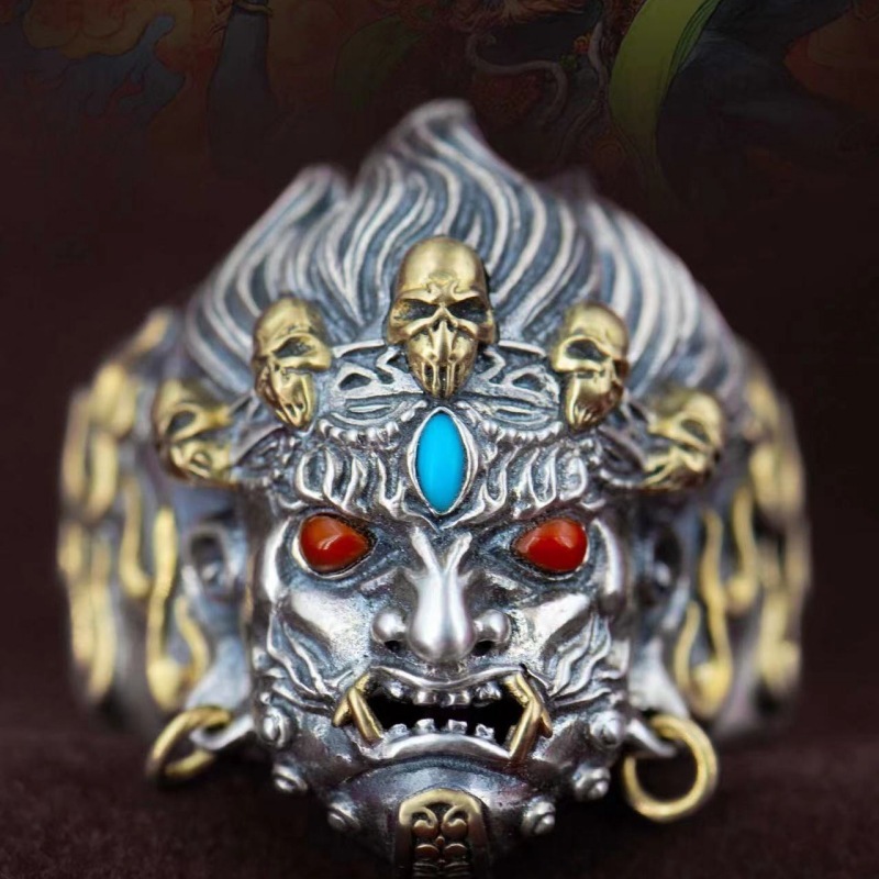 Cincin Mahakala - God of Time, Maya, Creation, Destruction and Power Adjustable Resizable Ring / Aks