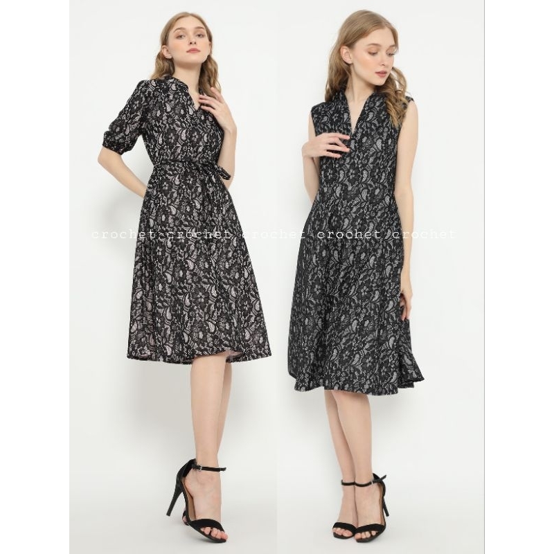 CROCHET - OLIVIA BR DRESS - PANDORA BR DRESS - Dress Party Gaun Pesta Brukat Premium