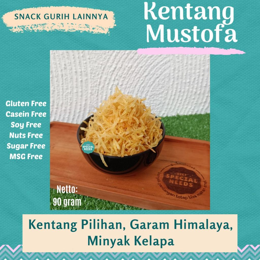 

KENTANG MUSTOFA Renyah Non MSG dgn Garam Himalaya dan Coconut Oil enak buat lauk aman dan sehat Diet Special Needs