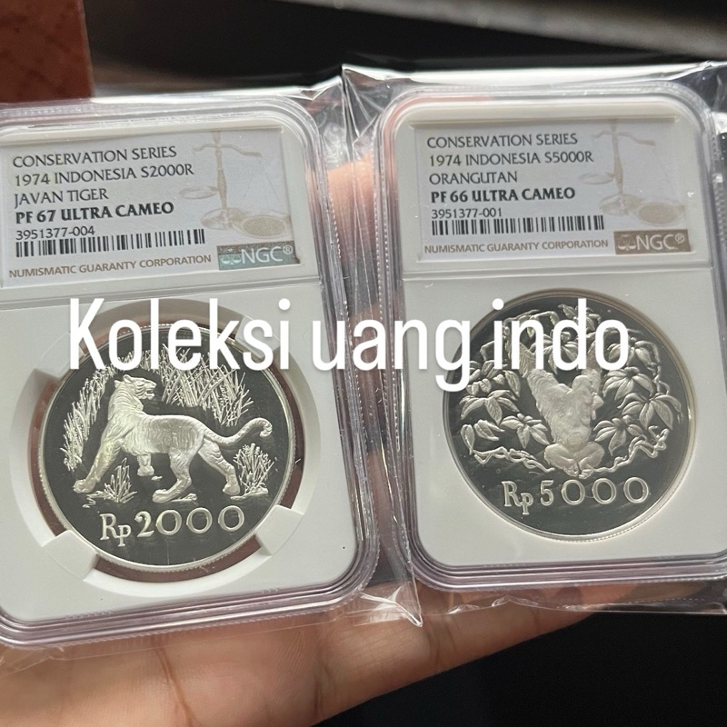 Set Koin WWF 1974 Proof score 66 dan 67