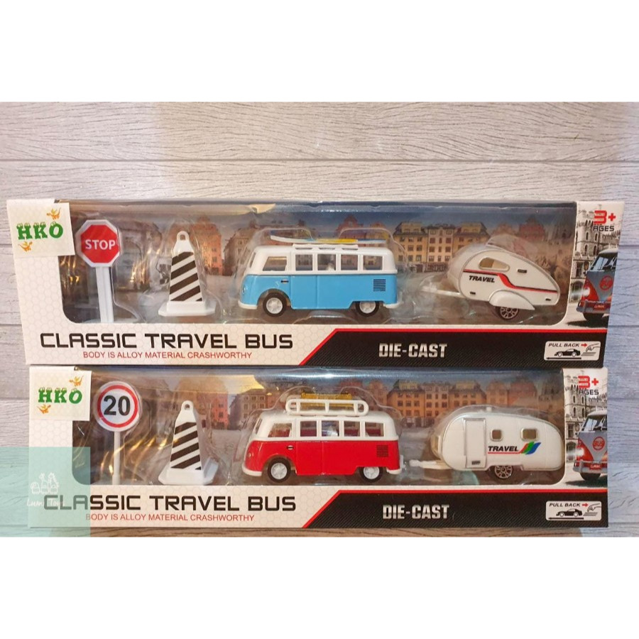 Mainan Mobil Mobilan Diecast Classic Travel Bus Set Pull Back - DS926