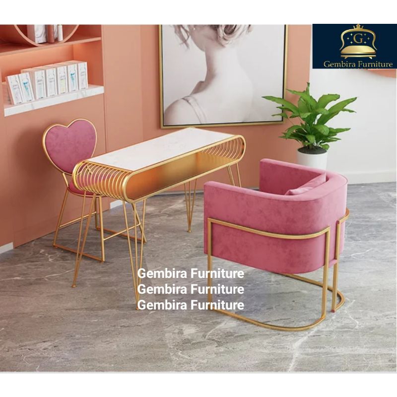 meni pedi nail art set table meja coffee rias hias sofa kursi unik chair mua make up CS front office