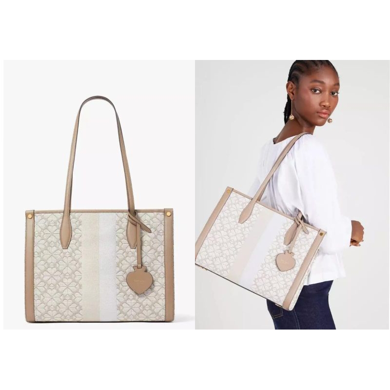 KateSpade Flower Jacquard Market Medium Tote, Natural Multi
