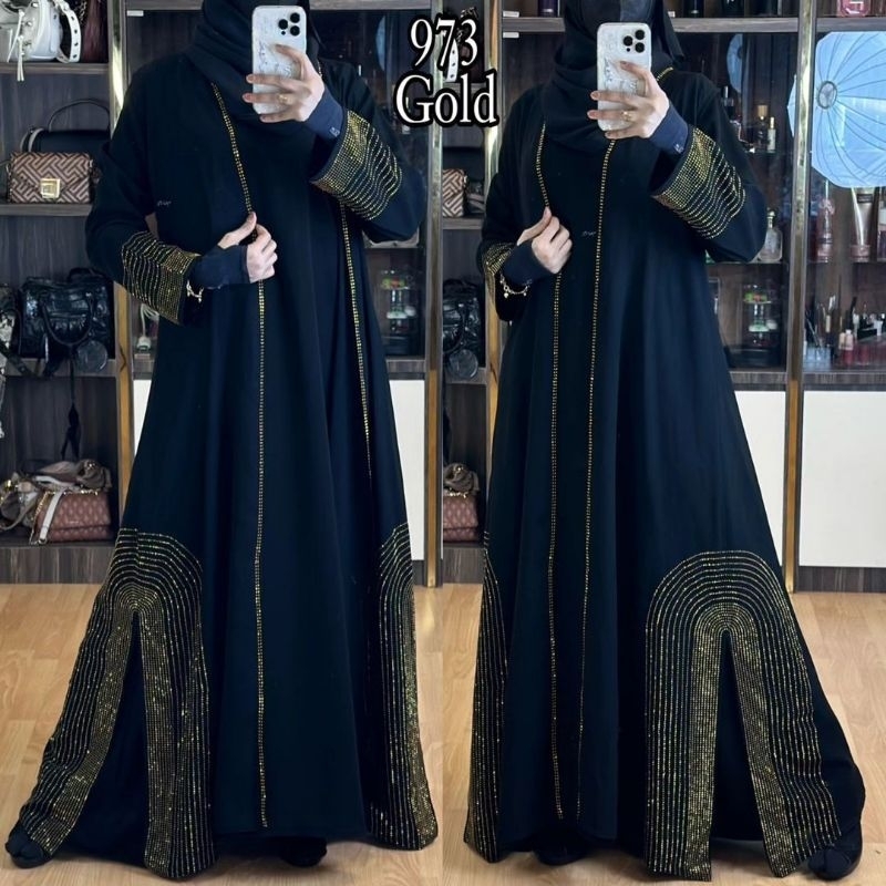 Abaya Hitam Outer Longcardy Gamis Maxi Dress Abaya 973 Abaya rompi