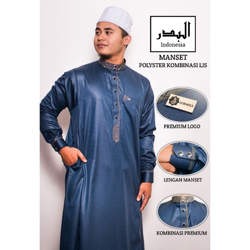 value pack jubah albadar polyester kombinasi lengan manset motif keren jubah pria gamis dewasa jubah