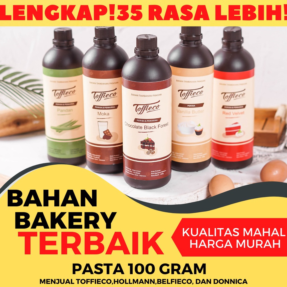 

[✯X9/] TERLENGKAP!! Toffieco Pasta 1 Kilogram Tofieco Mocca Super Vanilla Butter Pandan Coklat [262]