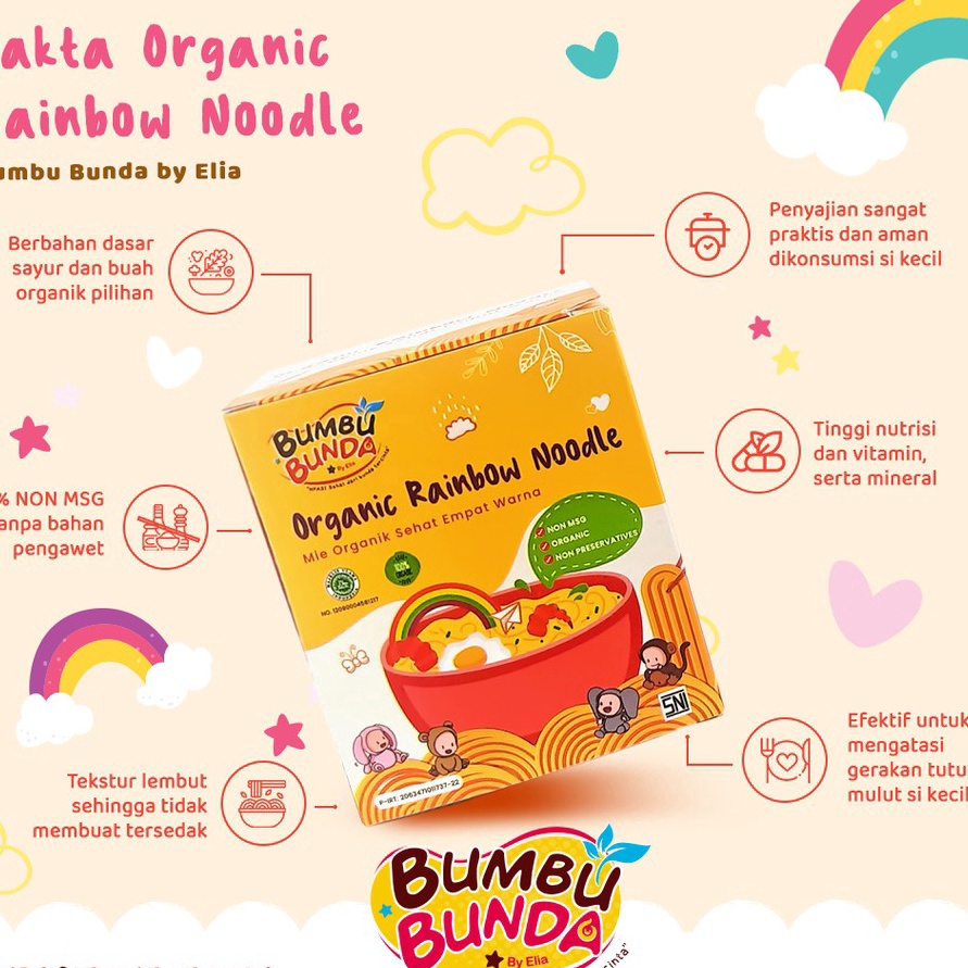 

MODEL JWH290 Bumbu Bunda Organic Rainbow Noodle Mie Organik Sehat Empat Warna Mie Sayur MPASI