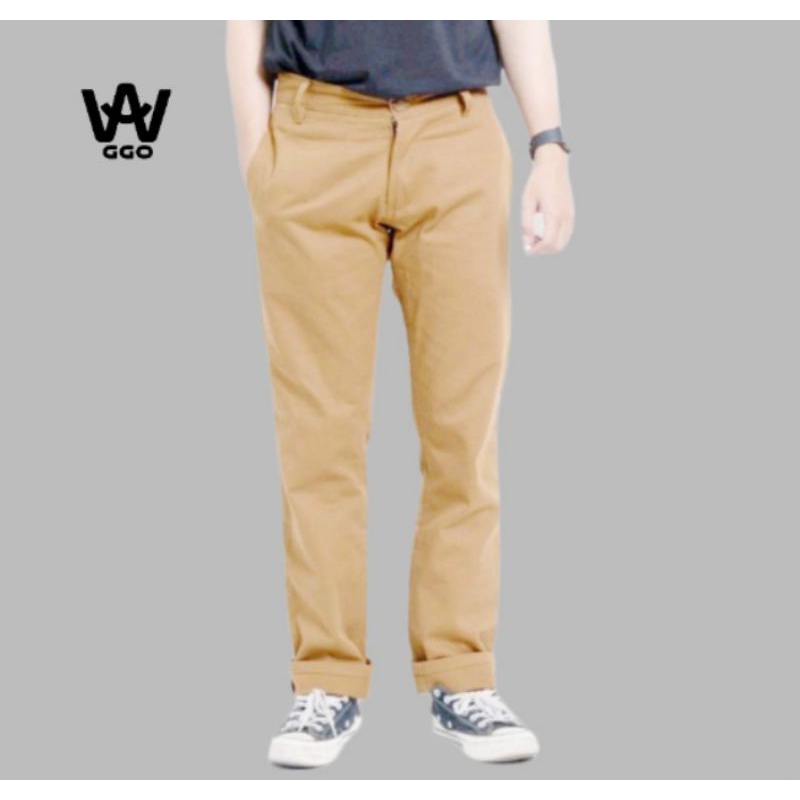 WAGGO Celana Panjang Pria Chino Mocca Standar Reguler Fit Original