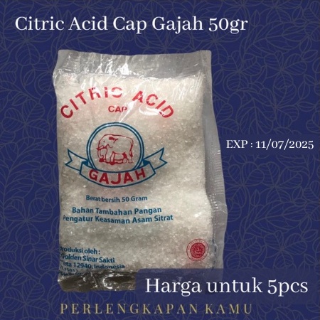 

Kode BYP706 Citric Acid Cap Gajah 50gr (5pcs)