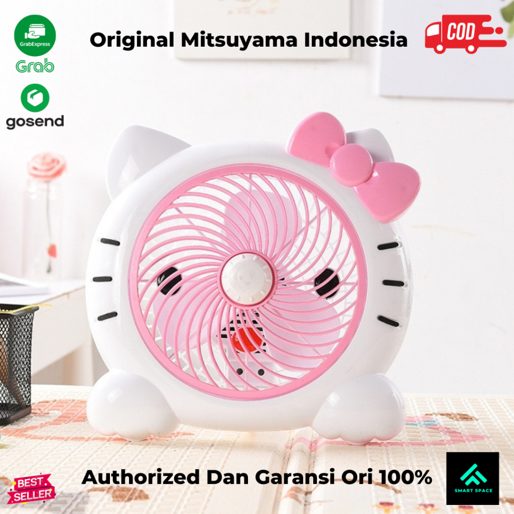 [SPCE] Kipas Angin Karakter Hello Kitty MS-5542 Mitsuyama Lucu Kartun Kipas Desk Fan 2 Fan Speed Por