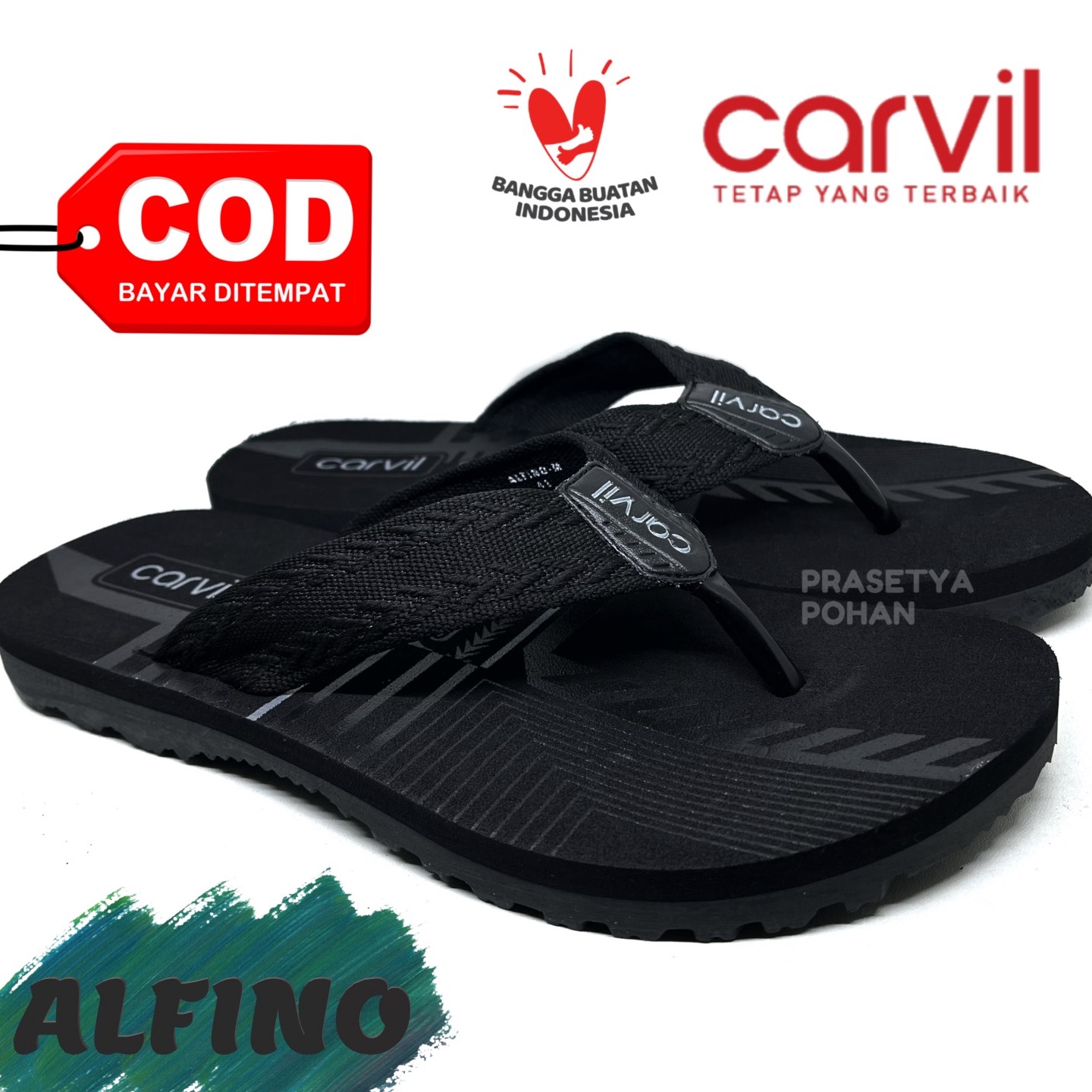 100 Sandal Pria Carvil Original Anti Air - Sendal Carvil Pria Original - Robin Red 5160