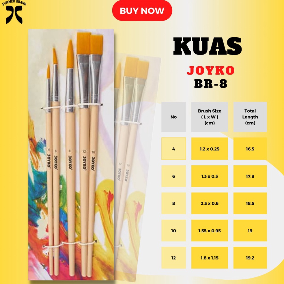 

8L6040 Kuas Lukis / Brush Joyko Set BR-8 Perlengkapan Lukis Original Termurah gcajb