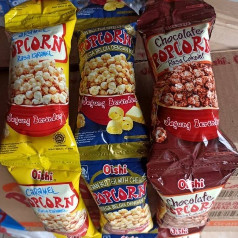 

T3rbaru Oishi Popcorn 20gr dengan 3 Snack popcorn [ 1 renteng @10pcs ] Diminati