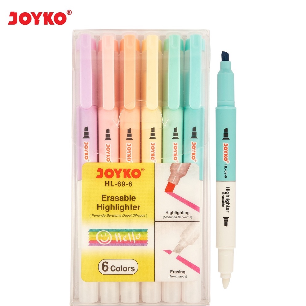 

TBQHB Erasable Highlighter Penanda Dapat Dihapus Joyko HL-69-6 48