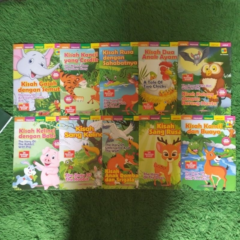1 PAKET ISI 10 BUKU CERITA DAN DONGENG BINATANG KISAH GAJAH DENGAN SEMUT KANCIL YANG CERDIK RUSA DEN