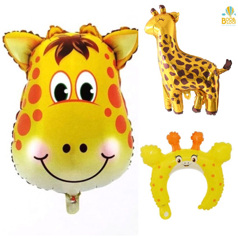 Balon Foil Karakter Animal Hewan Jerapah Mini/ Bando Foil Jerapah/Head Jerapah